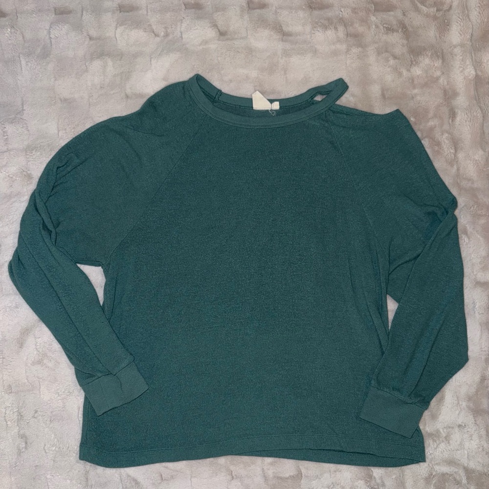 Elegant Teal Long Sleeve Women's Top